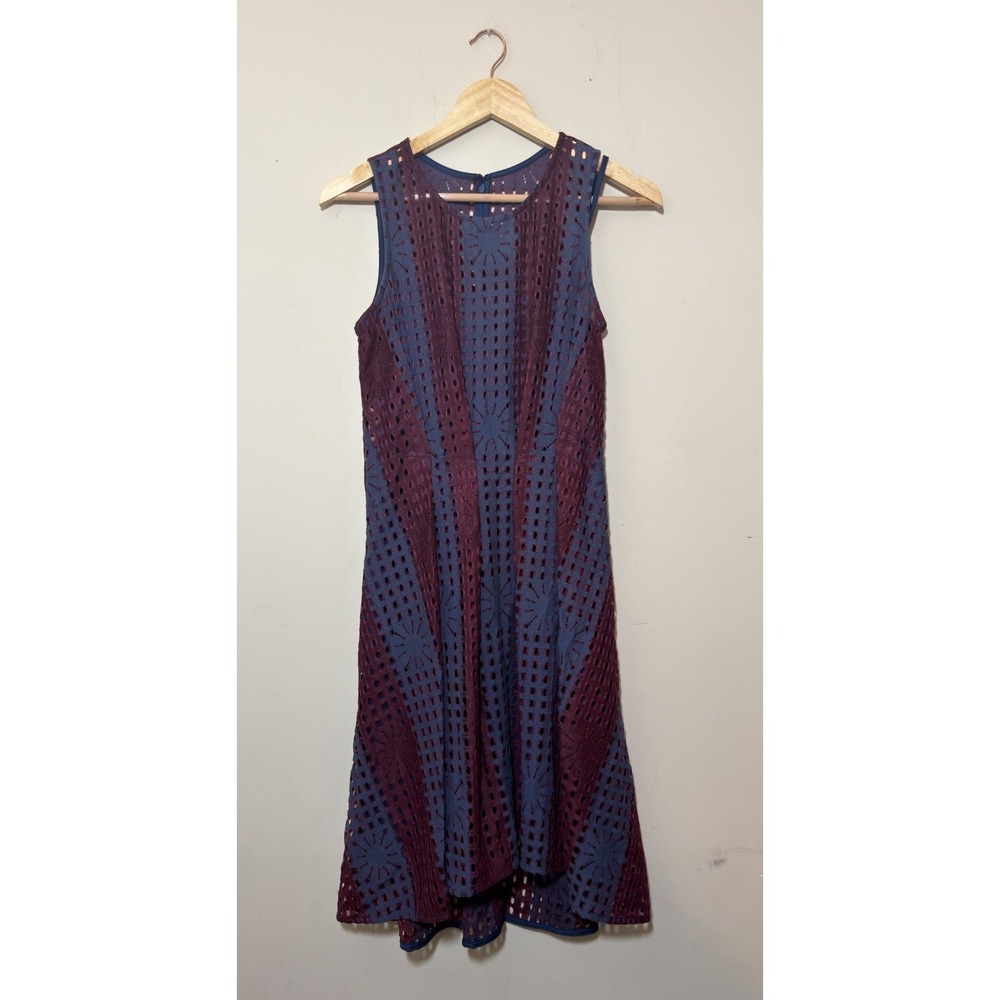 Eva Franco Anthropologie Samantha Eyelet High Low Dress 4 Fit & Flare Boho Indie